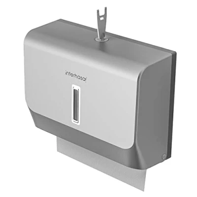 Image of interhasa! Commercial Paper Towel Dispenser Wall Mounted C fold Hand Kitchen Bathroom Restaurants (Silver)