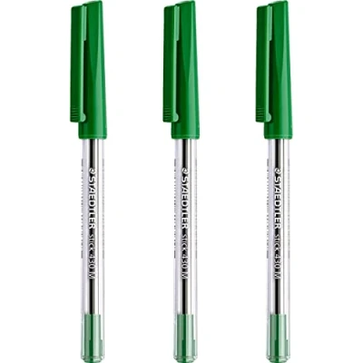 Image of STAEDTLER Medium 0.5mm 430 Stick Ballpoint Pens Writing Pen Smooth Green Ink (3)