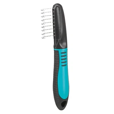 Image of TRIXIE Coat de matting tool for and thinning 3.5 cm tine length rubberised plastic handle 18 black/blue 24161