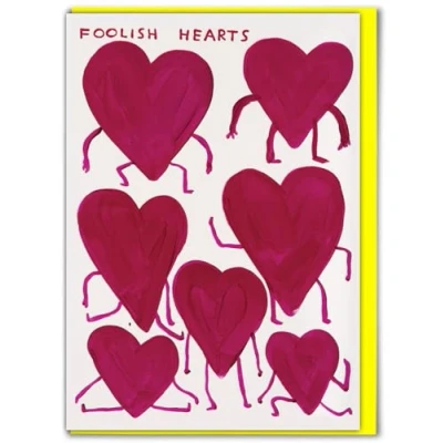 Image of Official David Shrigley Funny Birthday Card ‘Foolish Hearts’ Artistic Humour For Him Her Men Women Friends Quirky Cards Art Lovers