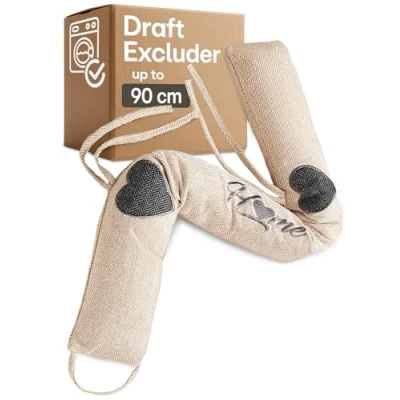 Image of Draft Excluder for Doors &amp; Windows Draught Extra Heavy 90cm/35in Removable Washable Simple Installation No Glue or Drilling Brown