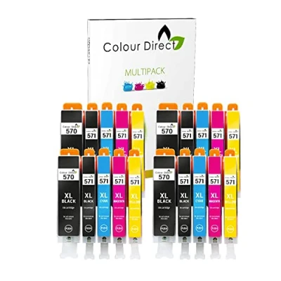 Image of Colour Direct MG5700 MG5750 TS5051 TS5050 MG6851 MG5751 MG6850 TS6050 MG5753 MG6852 TS5053 TS6051 Compatible Ink Cartridges replace for Canon 570 571 PGI 570XL CLI 571XL 20 Pack (4 Sets)