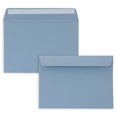 Image of NEUSER PAPIER Pack of 75 DIN C5 Grey Blue Envelopes 16.2 x 22.9 cm Self Adhesive Elegant for Large Invitations and Cards Birthdays or Weddings, 41471 74H