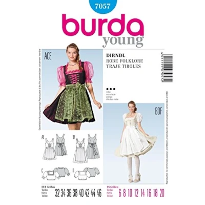Image of Burda Folklore B7057 Dress Sewing Pattern 19 x 13 cm