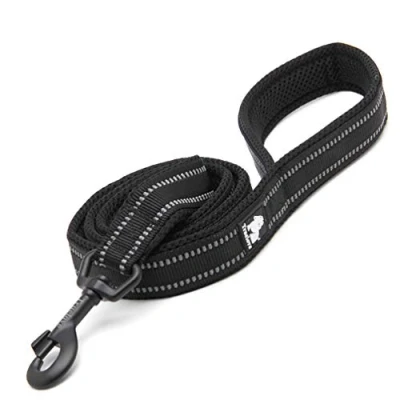 Image of WINHYEPET True Love Dog Leash Nylon Sandwich Fabric comfort Reflective Safety Washable Dogs Belt Suitable for all Kinds of Breeds Length 200cm Can be used together with Harness (Black,XS)