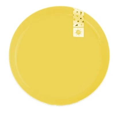 Image of Gem Imports Sunshine Yellow Round Reusable Plastic Plates 25cm Pack of 2