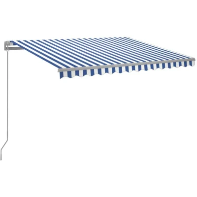 Image of vidaXL Manual Retractable Awning with LED 300x250 cm Blue and White