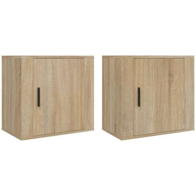 Image of vidaXL Wall mounted Bedside Cabinets 2 pcs Sonoma Oak 50x30x47 cm
