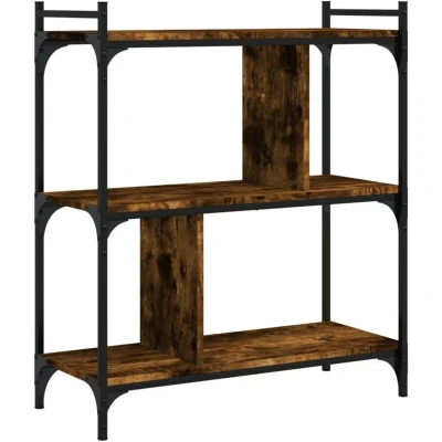 Image of vidaXL Bookcase 3 Tier Smoked Oak 76x32x88 cm Engineered Wood