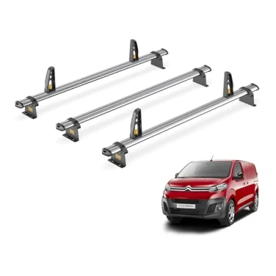Image of Van Guard Trade Roof Rack for Citroen Dispatch (2016+) 3 Steel Bars &amp; Loadstops [Only Suitable &#039;M&#039; Wheelbase Models with Twin Rear Doors] UltiBar SB333
