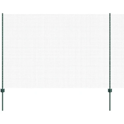 Image of vidaXL Welded Wire Fence with 5 U Posts Green 1.6x10 m Steel