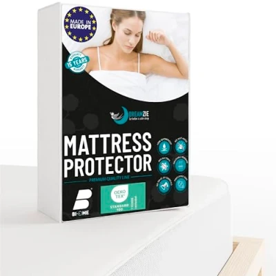 Image of Dreamzie Waterproof Mattress Protector Super King Size 180x200 (Made in EU and OEKO TEX) 28cm Deep (6ft x 6ft 6&quot;)