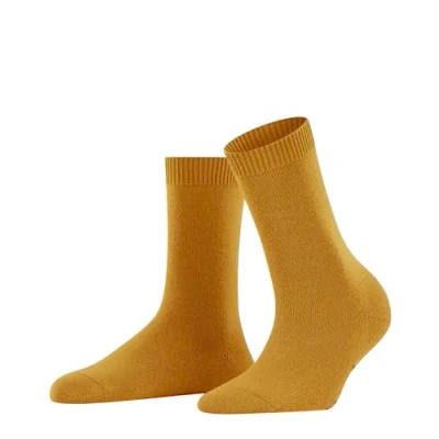 Image of FALKE Women&#039;s Cosy Wool W SO Viscose Cashmere Plain 1 Pair Socks, Yellow (Amber 1851) new eco friendly, 5.5 8