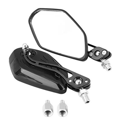 Image of 1 Pair 8mm 10mm motorcycle mirrors Universal Wing scooter Rear View Side Aluminum Flame Pattern(Black) black mirror