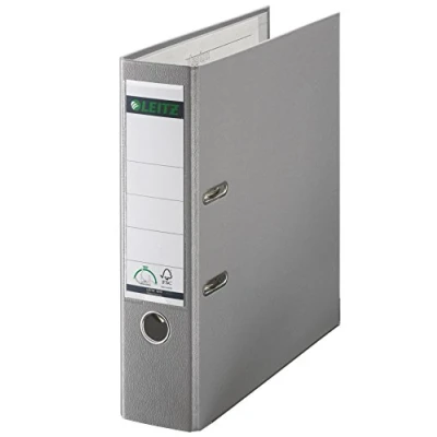 Image of Leitz Lever Arch File, Grey, Plastic, Foolscap, 8 cm spine, 11100085