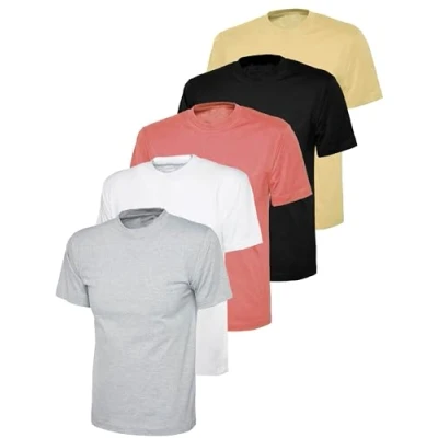 Image of BRAND KRUZE Womens T Shirt Casual Cotton Regular Fit Plain Tee Crew Neck Top Short Sleeve KZLTS141 Tshirt Gry/BLK/PNK/Nude/WHT XL (5 Pack)