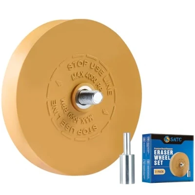 Image of SATC Decal Eraser Wheel Pin Stripe Removal Tool 1 Pack Adhesive Remover Caramel with Pad &amp; Adapter Graphics