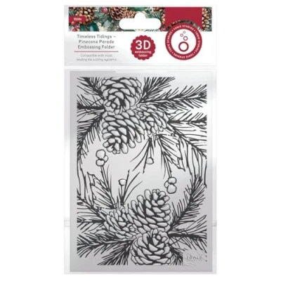 Image of Tonic Studios Timeless Tidings Pinecone Parade 3D Embossing Folder 5528E