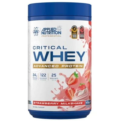 Image of Applied Nutrition Critical Whey Protein Powder 24g per Serving, High Powder, Shake with BCAAs &amp; Glutamine Muscle Growth Recovery (825g 25 Servings) (Strawberry)