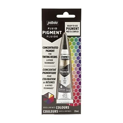 Image of Pebeo Fluid Liquid Pigment Concentrate Resin Mixable Colours Opaque or Transparent Effect Natural Origin Gold 20 ml,