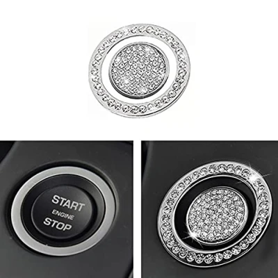 Image of MICROCK Bling Accessories for Land Rover Range Evoque Jaguar XJ XE XF F Type PACE I E Ignition Start Button Rhinestone Crystal, 2pcs