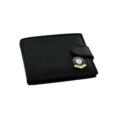 Image of GIFTSEARCH UK Peterborough United FC &#039;The Posh&#039; Football Club Genuine Black Leather Wallet