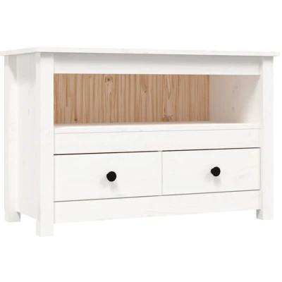 Image of vidaXL TV Cabinet White 79x35x52 cm Solid Wood Pine