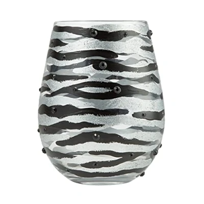Image of Enesco Designs by Lolita Sophisticated Safari Hand Painted Artisan Stemless Wine Glass, 20 Ounce, Multicolor