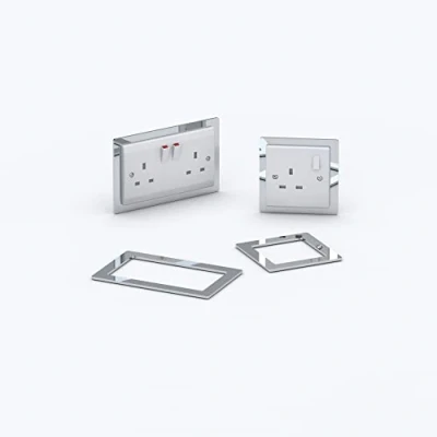 Image of Double/Single Socket Switch Surround/Acrylic Finger Plate Minimalist Design (Double, Mirror)