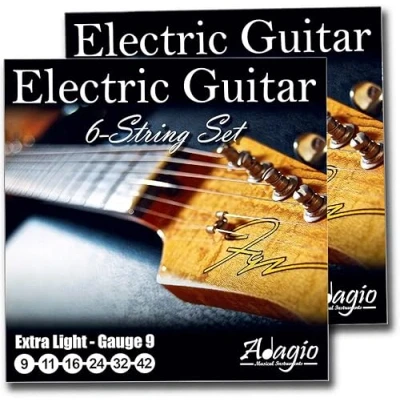 Image of 2 Packs! Multipack Of Extra Light Gauge 9s Electric Guitar Strings 9 42 ADAGIO PRO