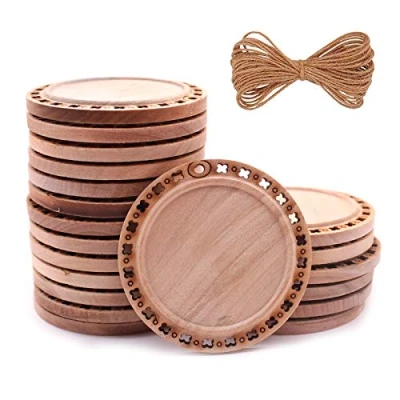 Image of CBCMY 20 Pcs 2.16 inches Natural Wood Slices Craft Unfinished kit Predrilled with Hole Wooden Circles for DIY Crafts Wedding Decorations Christmas Ornaments Arts