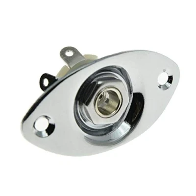 Image of Chrome Electric Guitar Jack Plate Oval Socket