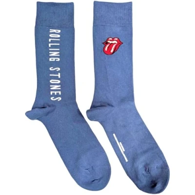 Image of Rolling Stones Vertical Tongue (US Men&#039;s Shoe Size 8 12) Socks Tie Dye, Blue, One