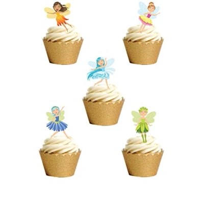 Image of Top That 12 Stand Up Premium EDIBLE Wafer Paper Cute Fairies Fairy Cake Toppers Decorations