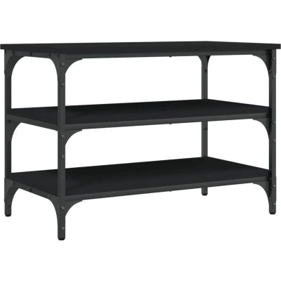 Image of vidaXL Shoe Bench Black 70x38.5x49 cm Engineered Wood