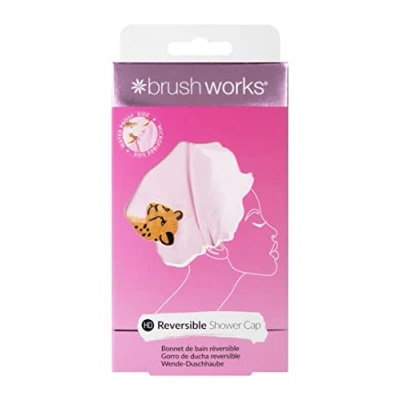 Image of Brushworks Reversible Shower Cap Leopard Pattern