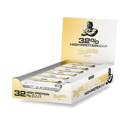 Image of Weider 32% High Protein Bar (12x60g) Banana Flavour. Chocolate Coated with Content. Muscle Building &amp; Maintenance Support. Ideal Before or After Training. Delicious Tastes