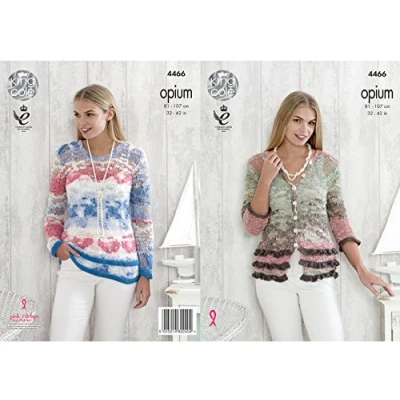 Image of King Cole 4466 Knitting Pattern Ladies Cardigan and Sweater in Opium