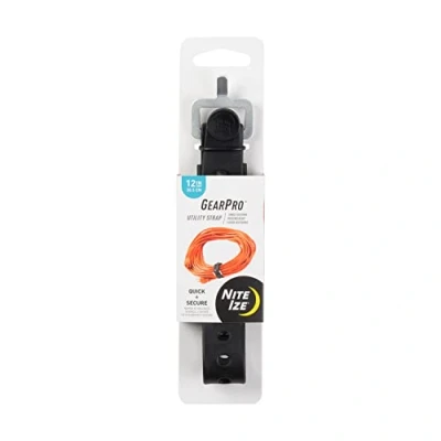 Image of Nite ize USS12 01 R3 GearPro, Utility Strap to Secure Tarps, Hoses, Skis, Lumber, 70 lb. Load Limit, 12 inch, Black