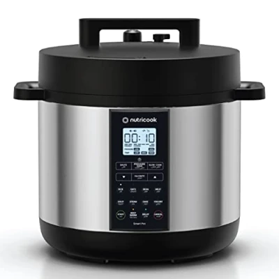 Image of Nutricook Smart Pot 2 Prime 1200 Watts 8 Appliances in 1, Pressure Cooker, Sauté Pot, Slow Rice Cake Maker, Steamer, Yogurt Maker and Food Warmer, 8L, Brushed Stainless Steel