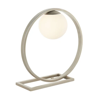 Image of Ravello Table Lamp Brushed Silver Finish &amp; Gloss Opal Glass