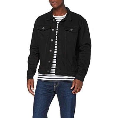 Image of Enzo Men&#039;s EZJ391 VEN Denim Jacket, Black, M