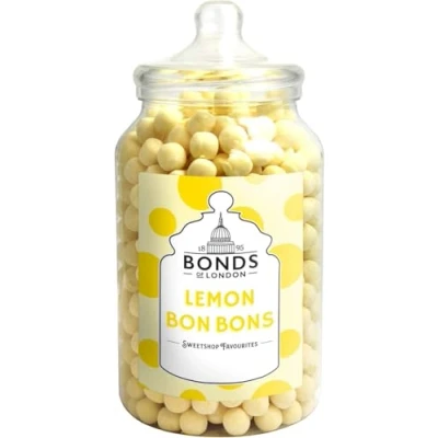Image of Bonds of London Lemon Bon Bons Jar, Vegetarian, Retro Chewy Gift Sweets, 2.1 Kg (Pack 1)
