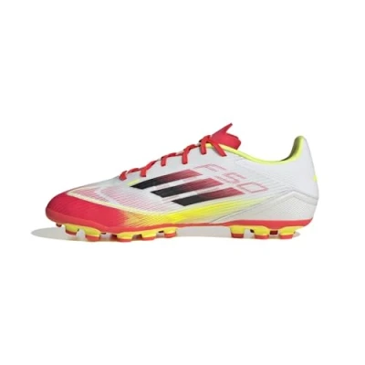 Image of adidas Unisex F50 League Football Boots Artificial Ground, Cloud White/Core Black/Solar Yellow, 8.5 UK