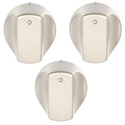 Image of Spares2go Control Knob Switch for Hotpoint &#039;Hot Ari ix&#039; Oven Hob Cooker (Silver, Pack of 3 Knobs)