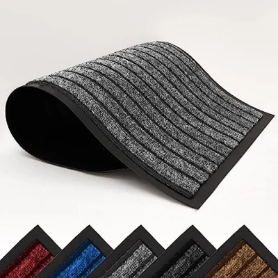 Image of AMEHA Door Mat 60x90 Cm, Dirt Trapper for Indoor and Outdoor Mats Indoor, Washable Barrier Mat, Heavy Duty Non Slip Entrance Rug, Shoes Scraper,Super Absorbent Front Carpet,Grey