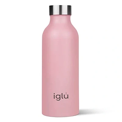 Image of iglu Reusable Water Bottles Premium Double Walled Stainless Steel 500ml Vacuum Insulated Bottle 24 Hours Cold &amp; 12 Hot Sweatproof BPA Free Great His Her Eco Gift Himalayan Pink