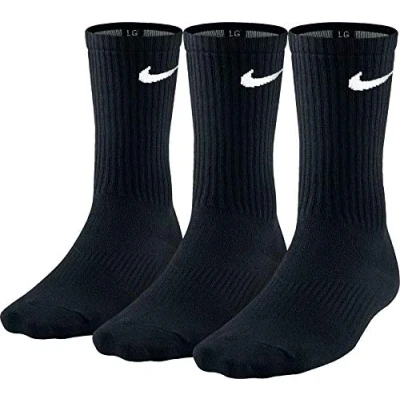 Image of Nike Boys 3PPK Lightweight Crew Socks Black/White, X Large