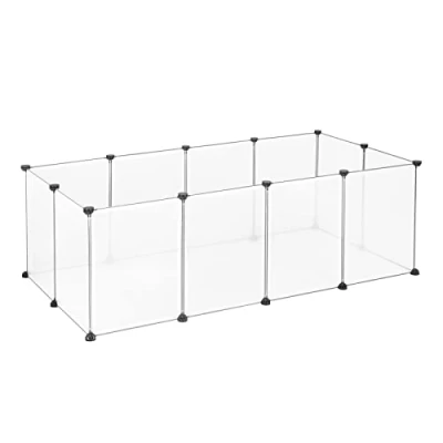Image of EUGAD rabbit run guinea pig hamster playpen bunny puppy enclosure exercise fence diy transparent 12 panels (35x45cm/panel) 145 x 75 46 cm 0034WL