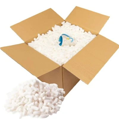 Image of Packing Peanuts White ECO Packaging Filler Water Soluble Compostable Biodegradable Loose Fill Chips Void (5 Cubic Ft)